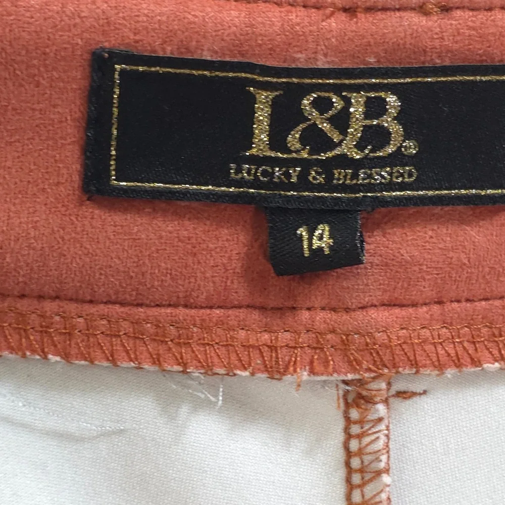 Lucky & Blessed Cuffed Shorts Studded Paisley Terracotta Women 14 Western Boho